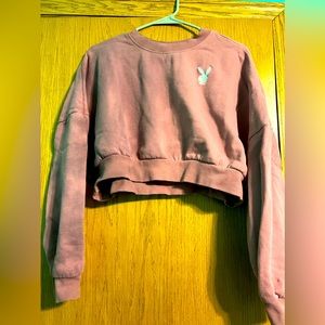 Mauve/pink Playboy crop sweatshirt